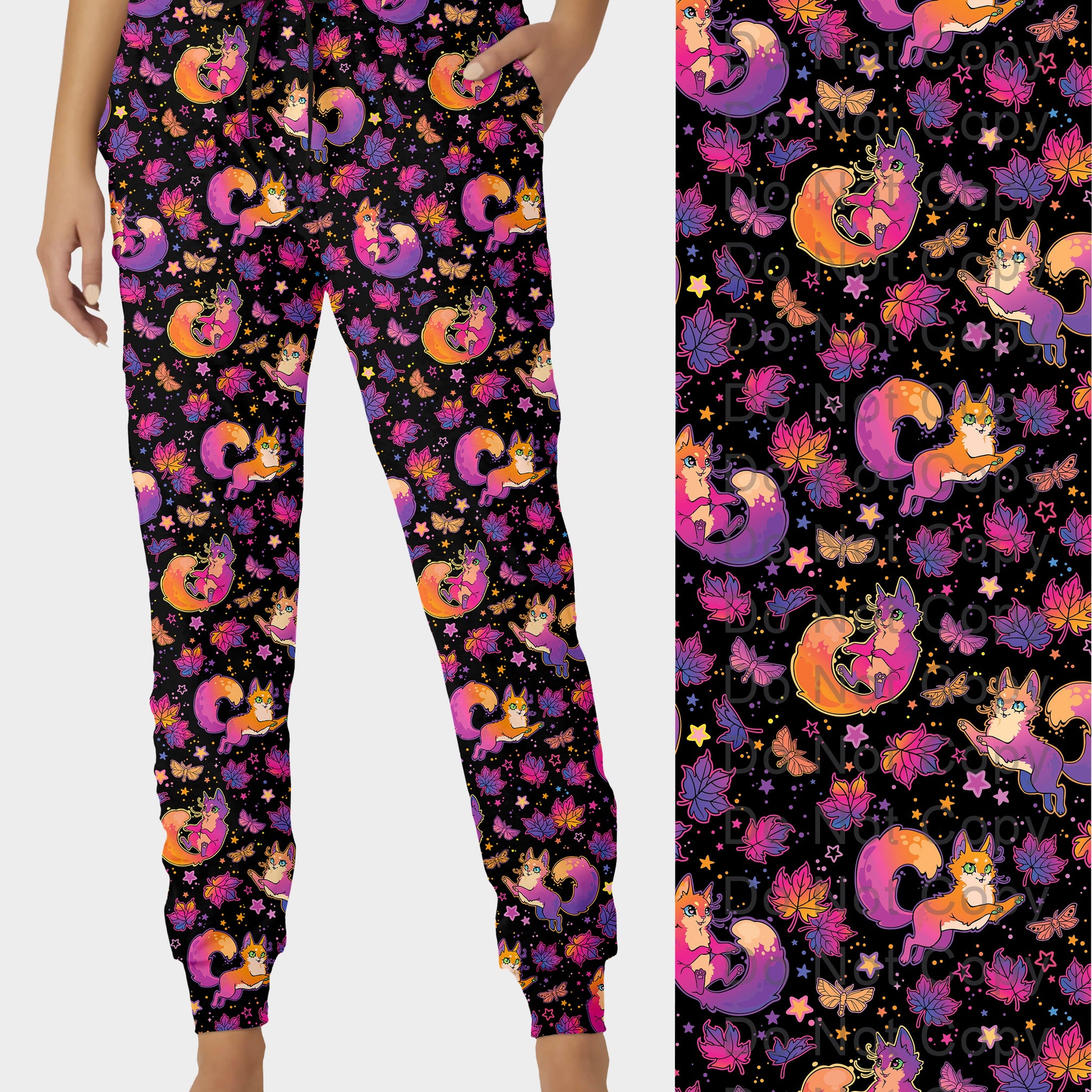 RTS - Fluffy Kitty Cat Leaves Joggers