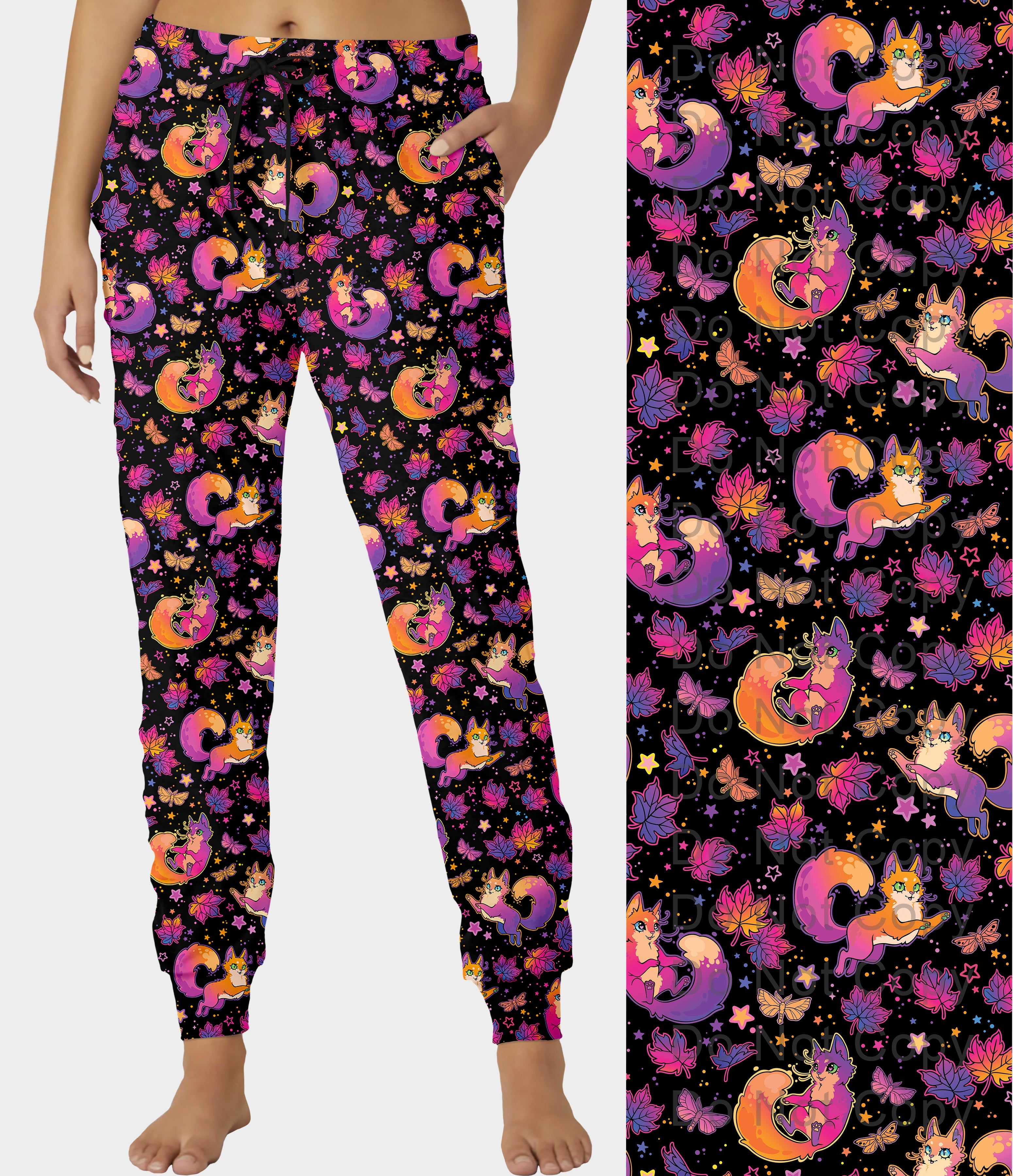 RTS - Fluffy Kitty Cat Leaves Joggers