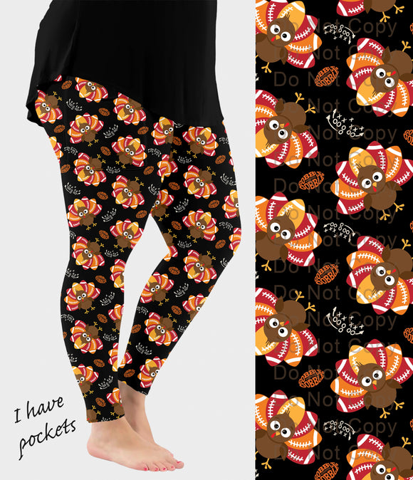 RTS - Football Turkey Leggings w/ Pockets