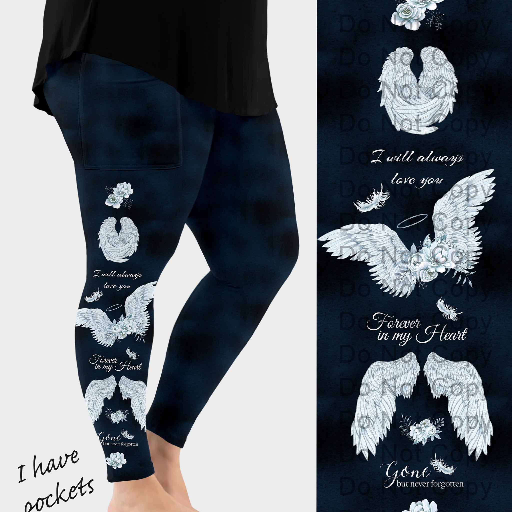 RTS - Forever in My Heart Side Design Leggings w/ Pockets
