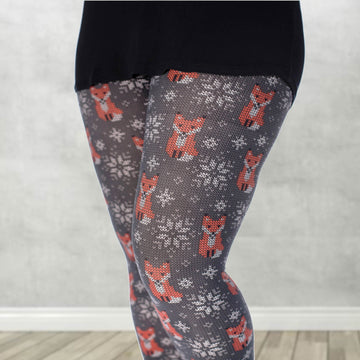 Foxes & Snowflakes Holiday Print Leggings