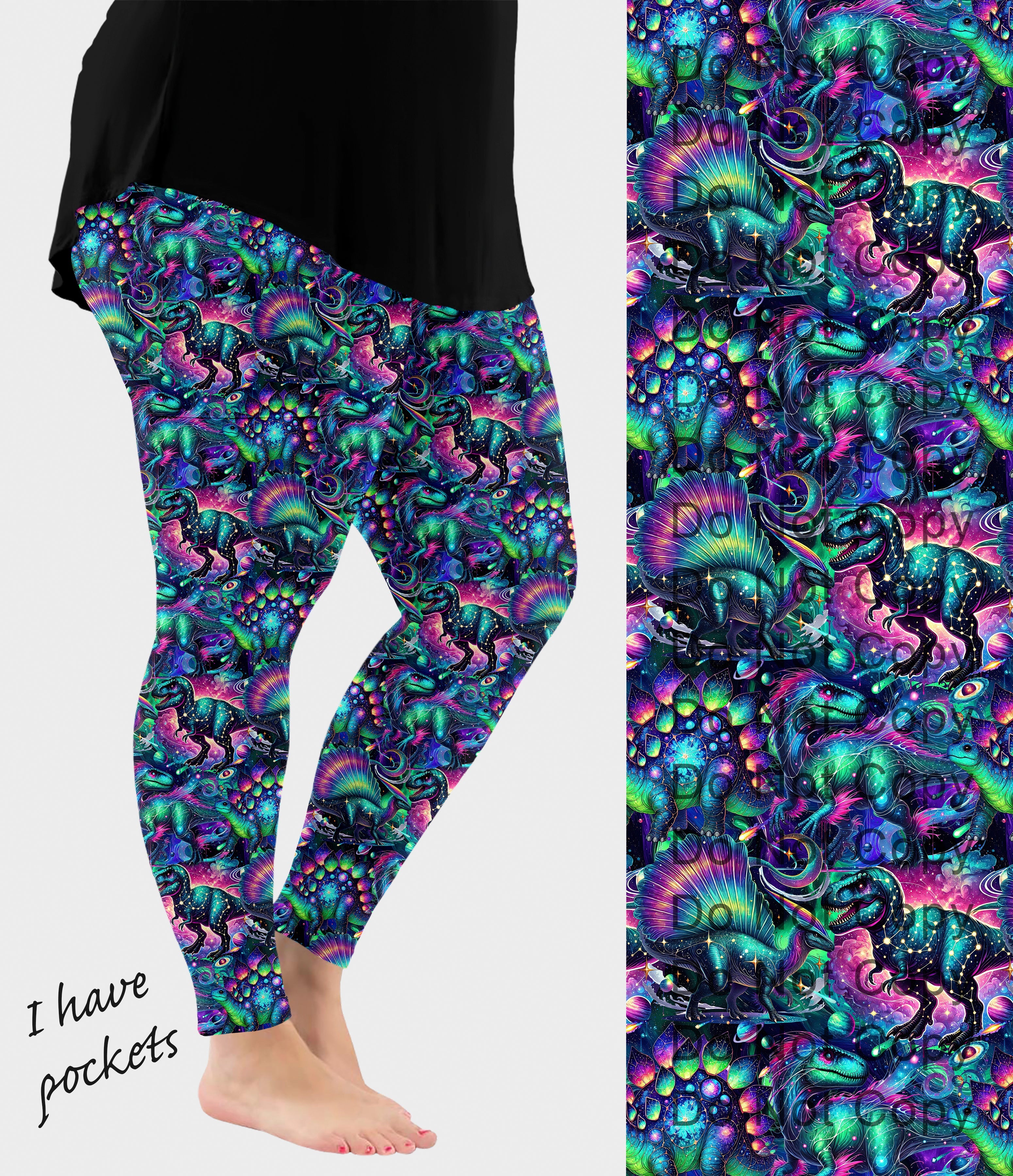 RTS - Galaxy Dinos Leggings with Pockets