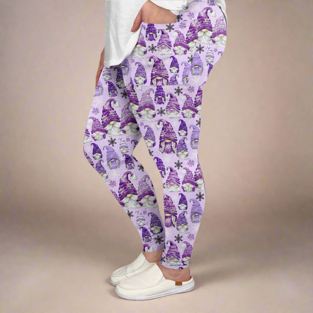 Lavender Purple Winter Gnome Print Leggings w/ Pockets | ETA 12/5