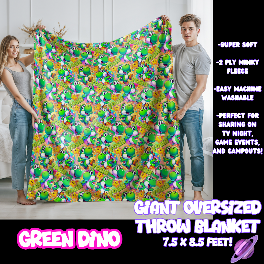 GREEN DINO- GIANT SHAREABLE THROW BLANKETS ROUND 10-PREORDER CLOSING 12/2