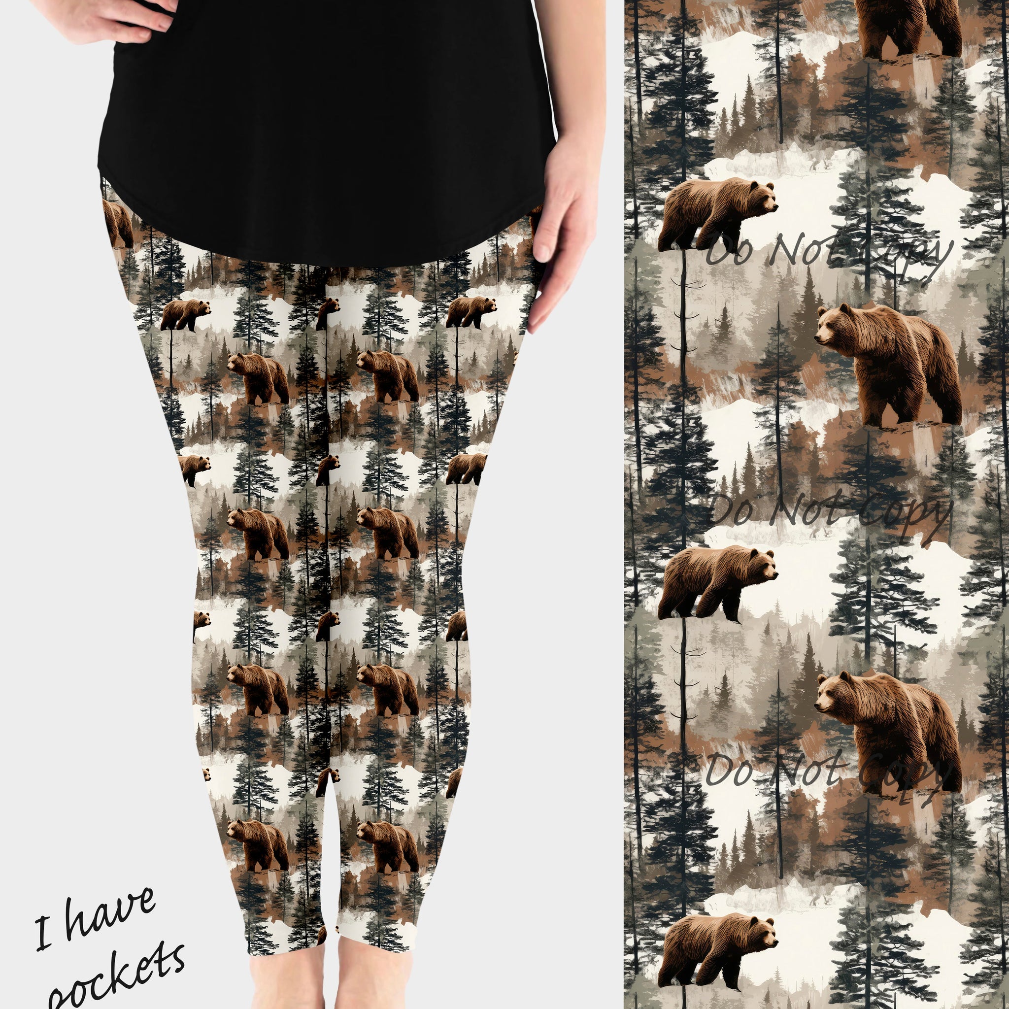 RTS - Grizzly Bear Leggings w/ Pockets