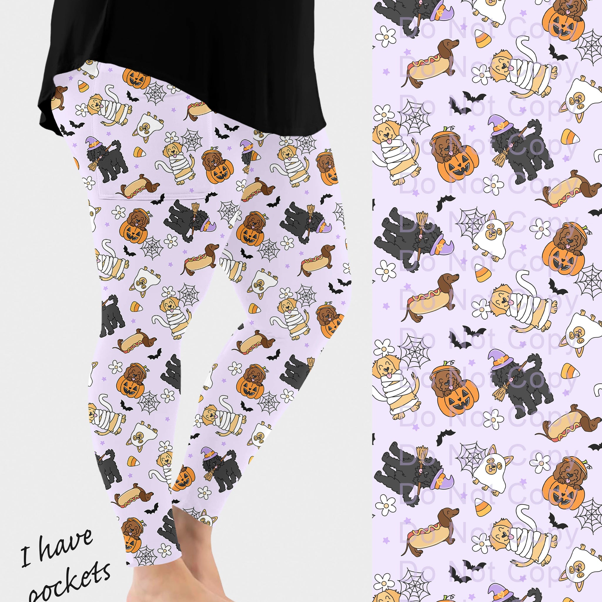 RTS - Halloween Dogs Leggings w/ Pockets