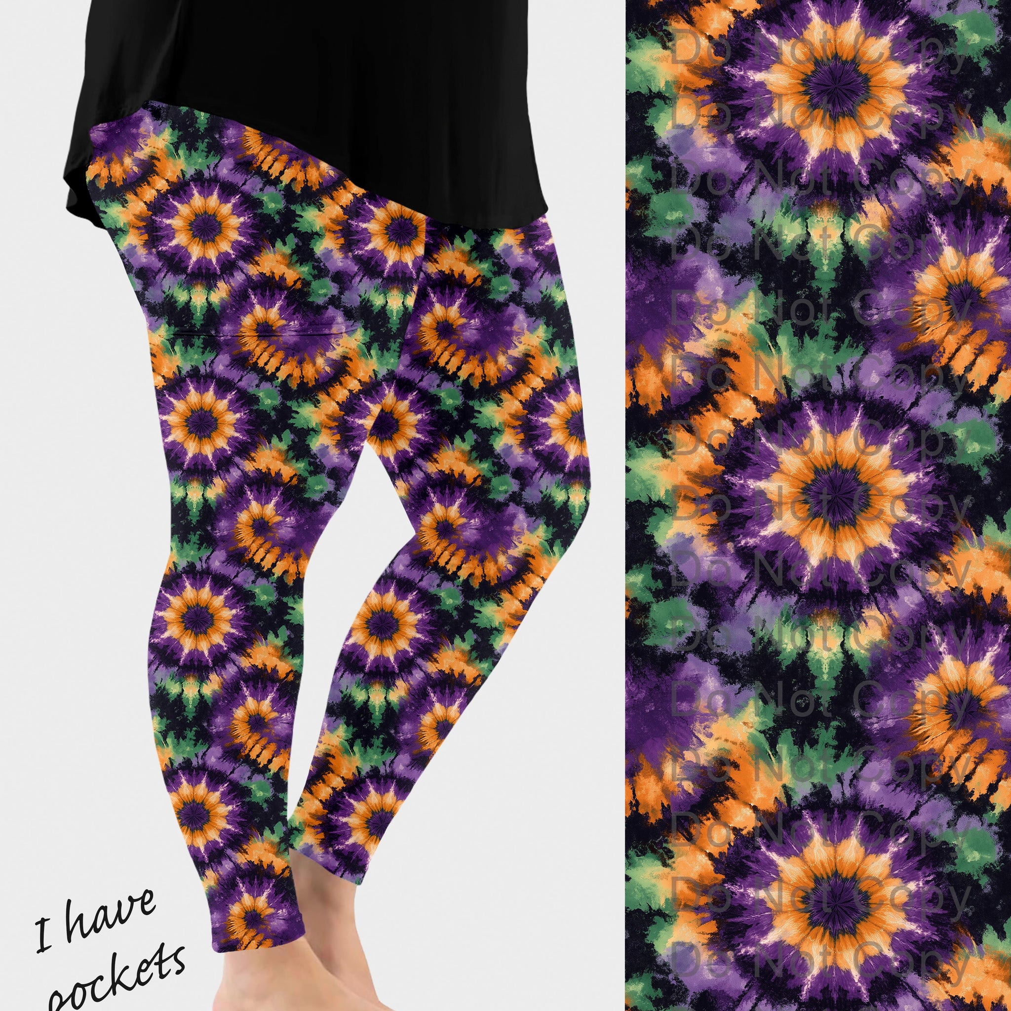 RTS - Halloween Tie Dye Leggings w/ Pockets