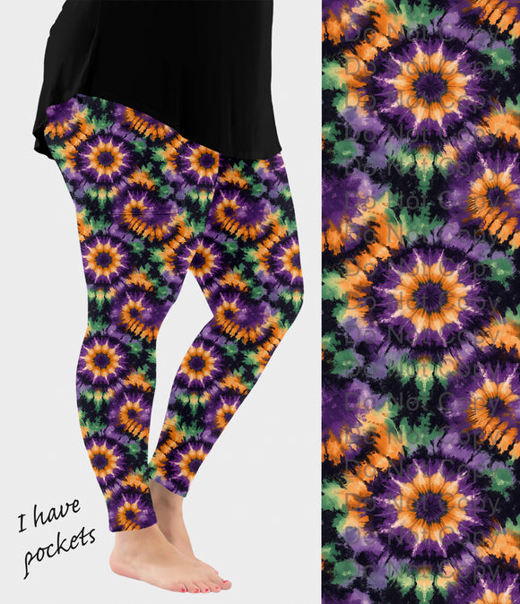 RTS - Halloween Tie Dye Leggings w/ Pockets