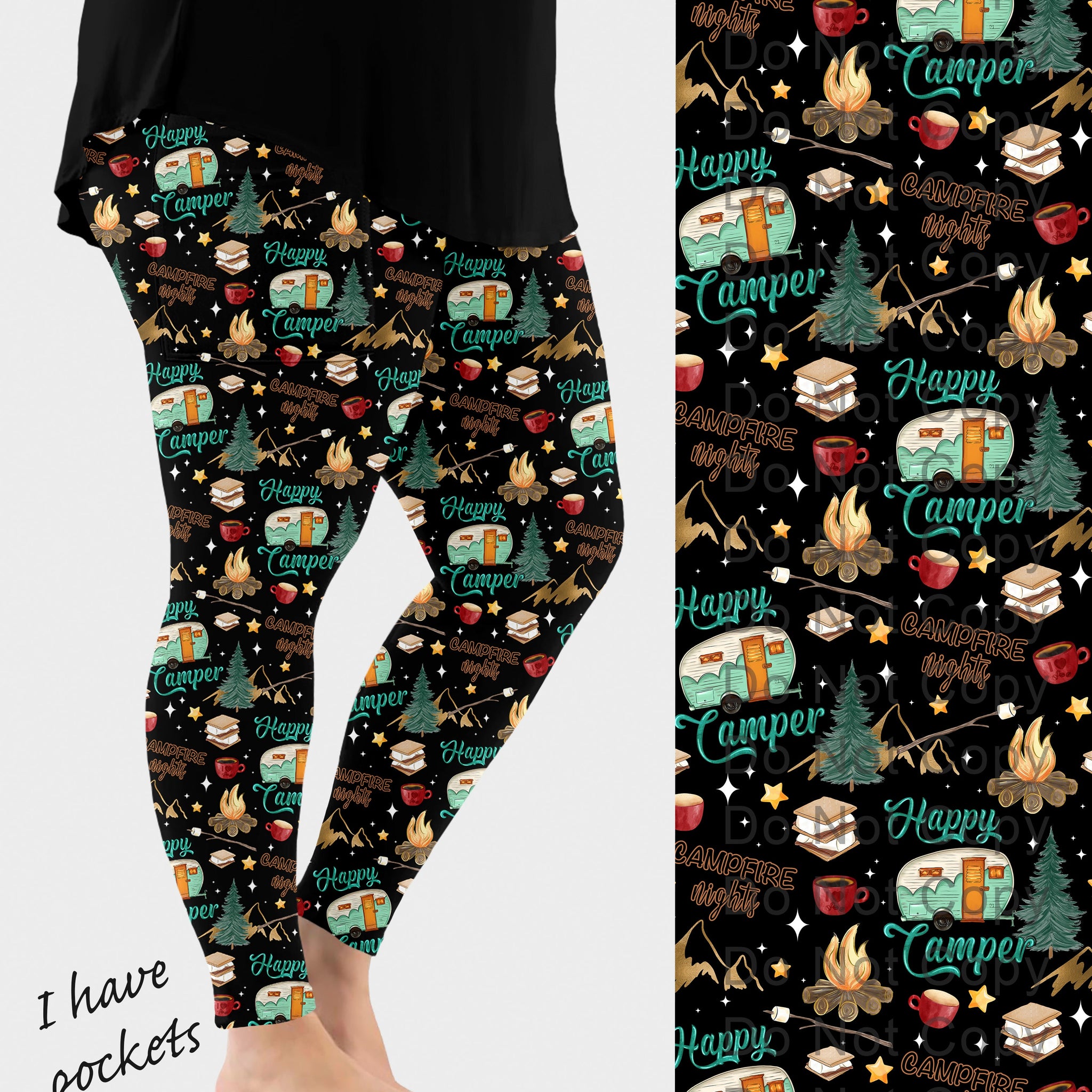 RTS - Happy Camper Leggings w/ Pockets