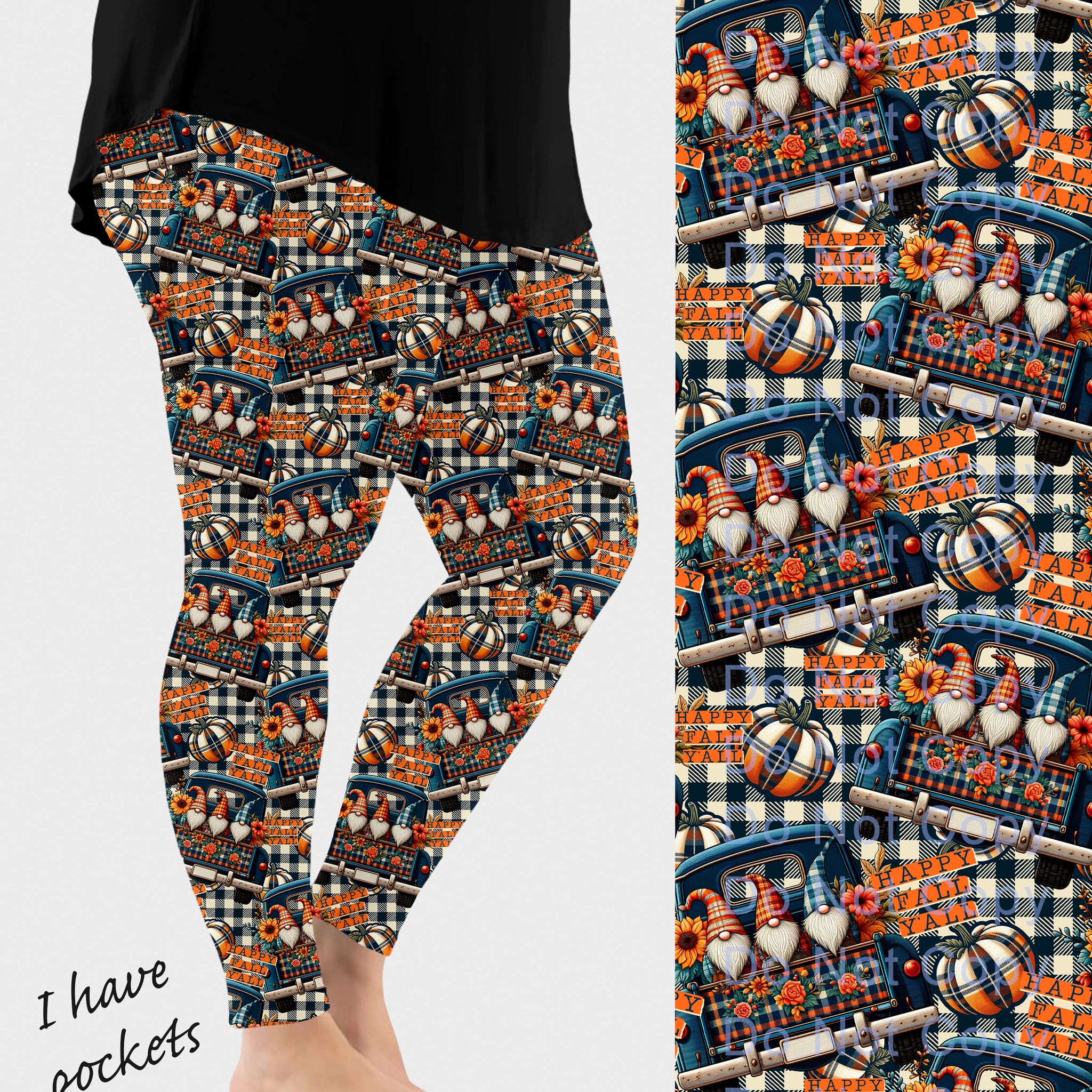 RTS - Happy Fall Gnomes Leggings w/ Pockets