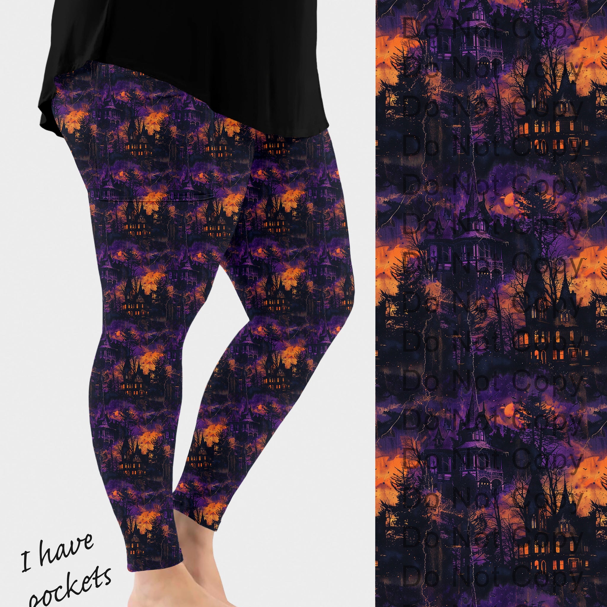 RTS - Haunted House Leggings w/ Pockets
