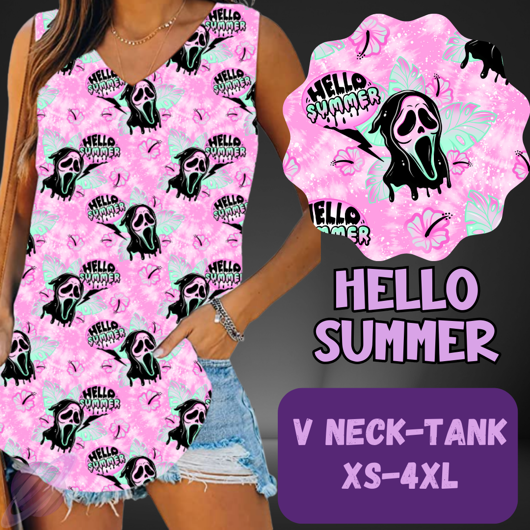 HELLO SUMMER - V-NECK TANK - PATTERN PANEL & TOPS PREORDER CLOSING 5/23