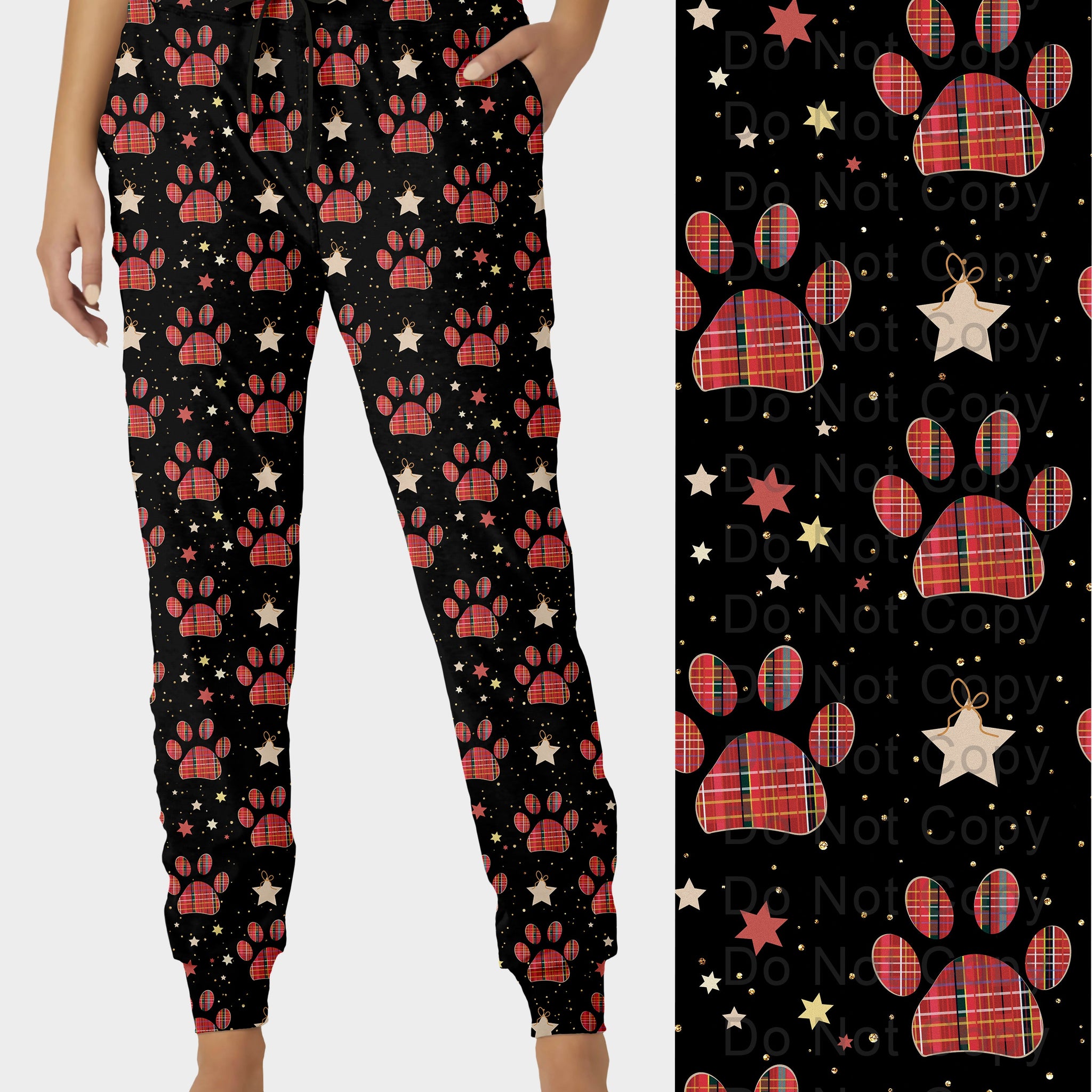 RTS - Holiday Plaid Paws Jogger Pants
