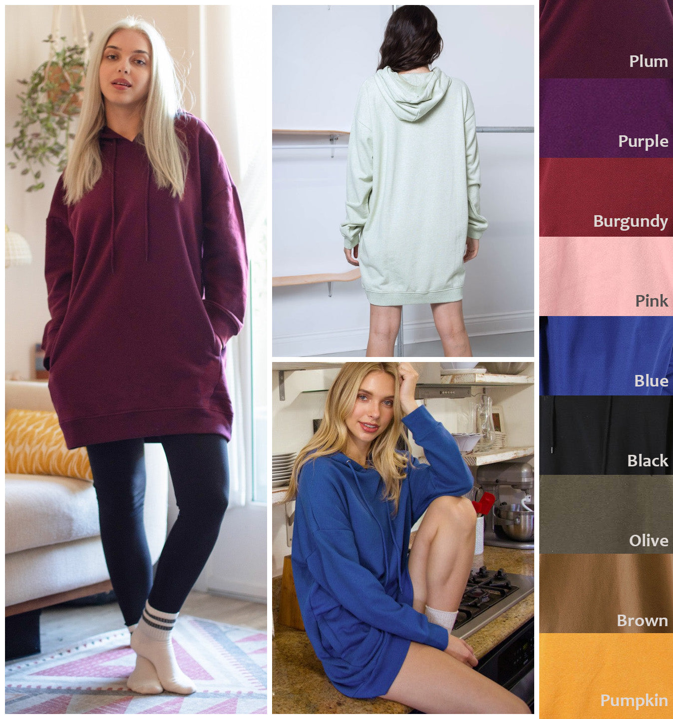 Oversized Hoodie Tunic Dress w/ Side Pockets