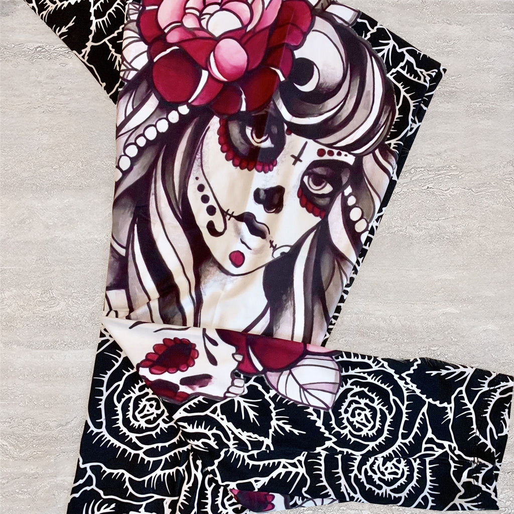 Undead Queen of Roses Sugar Skull Soft Leggings – Beyond Leggings