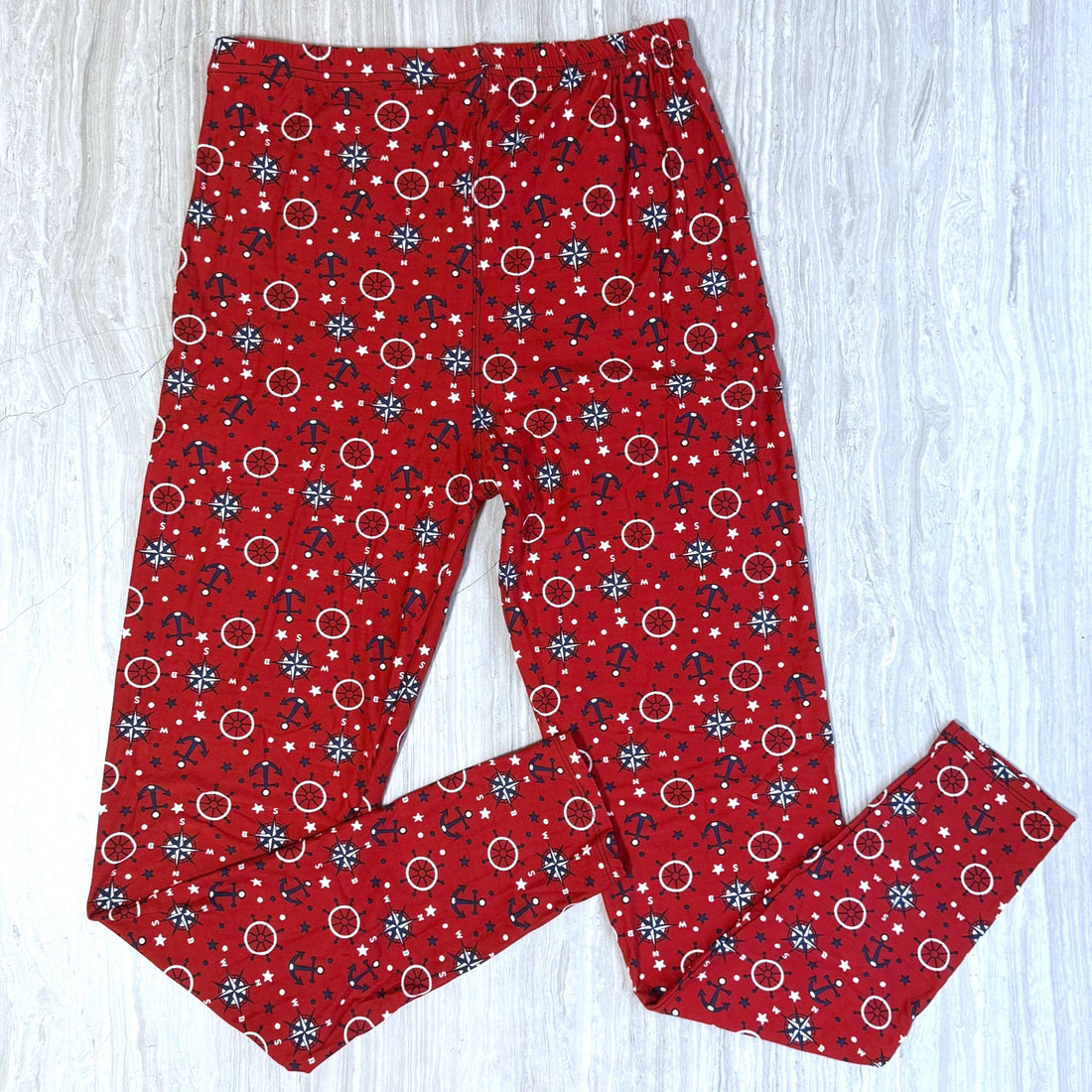 Red Anchors Away Print Leggings