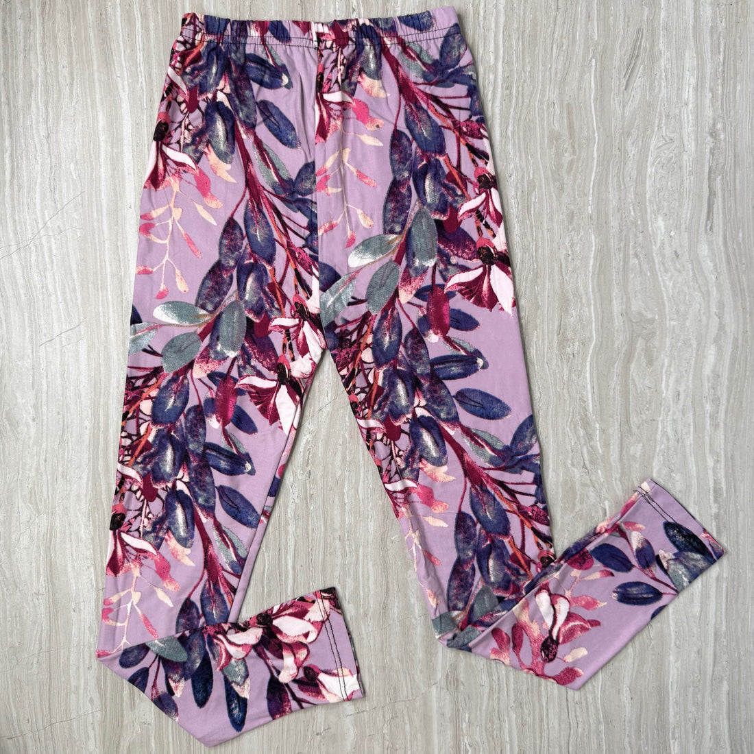 Kids Mauve Pink Vintage Floral Print Butter Soft Leggings