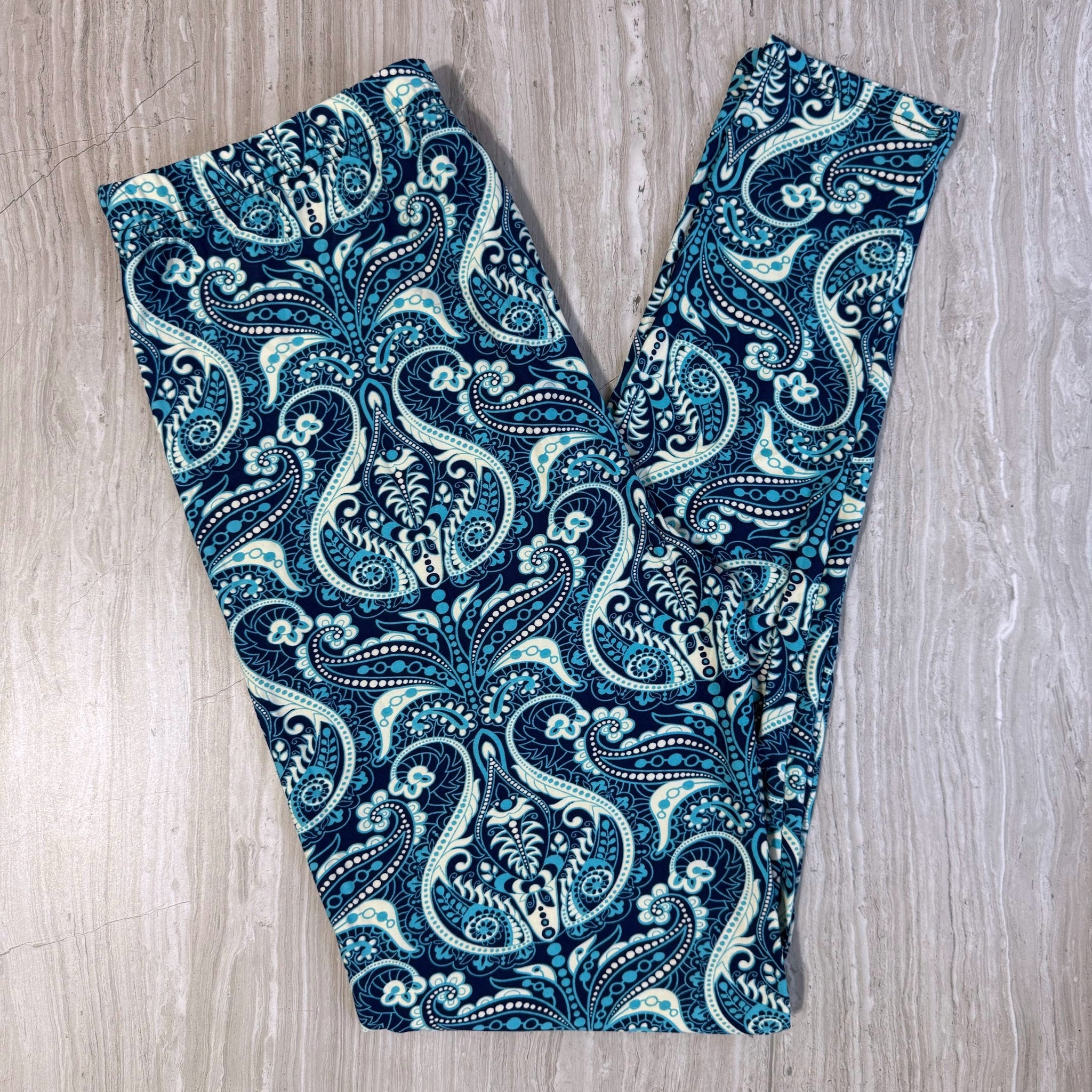 Blue Paisley Print Leggings