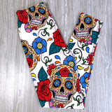 Calavera Rose Sugar Skulls Print Soft Leggings -  Day of the Dead / Halloween