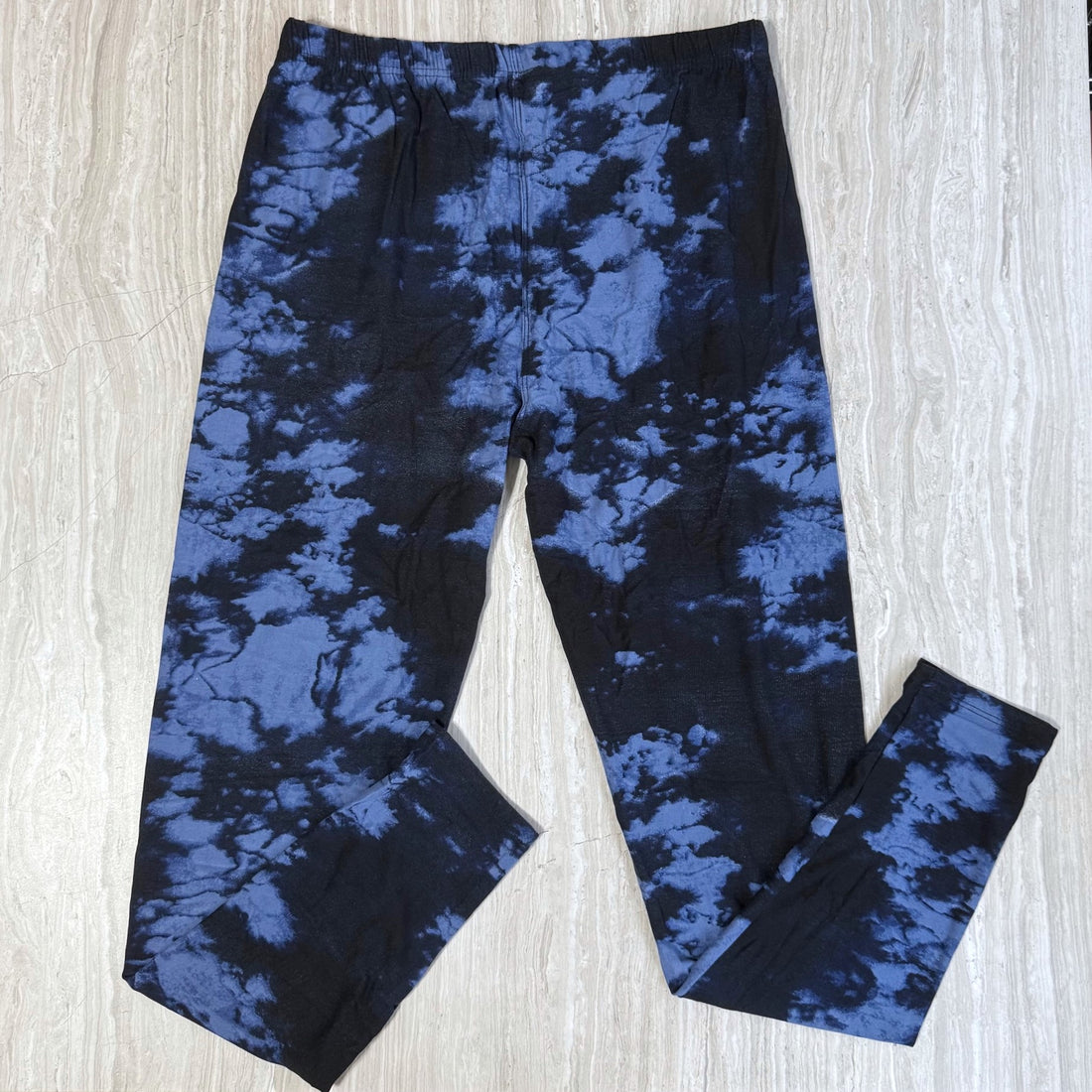 Blue Denim Tie Dye Print Leggings