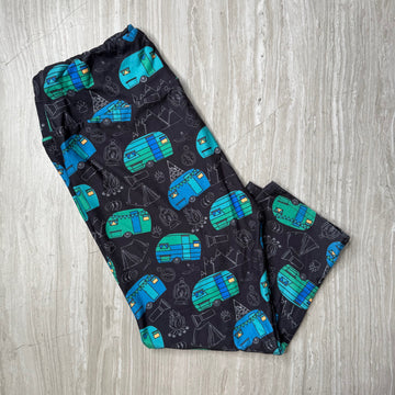 Blue Teal Camper Print Leggings