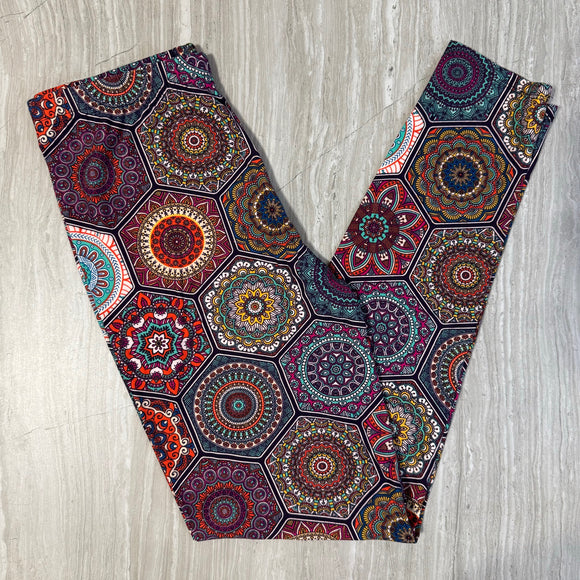 Hexagon Stained Glass Print Soft Leggings