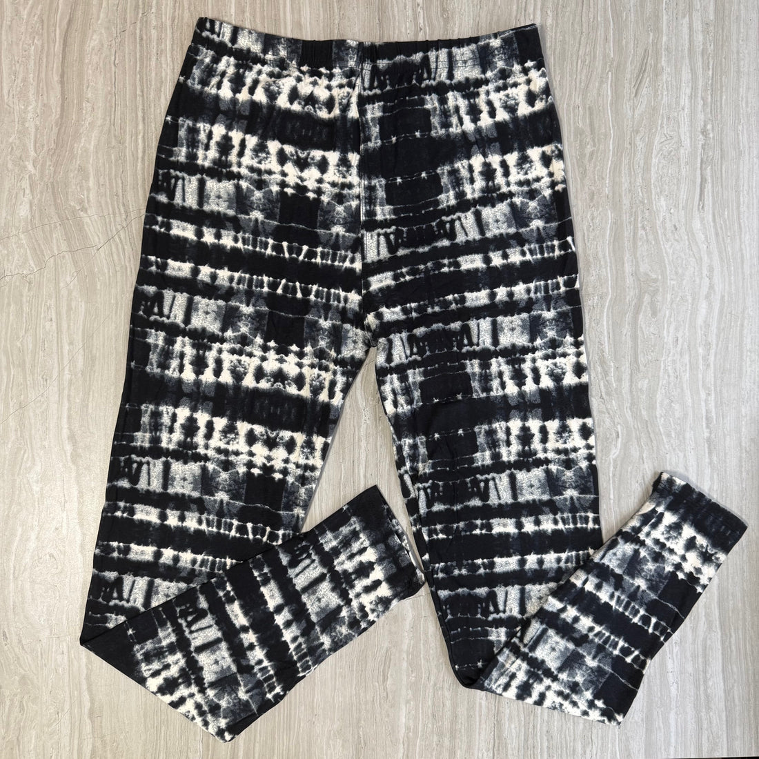 Black & White Shibori Tie Dye Print Leggings