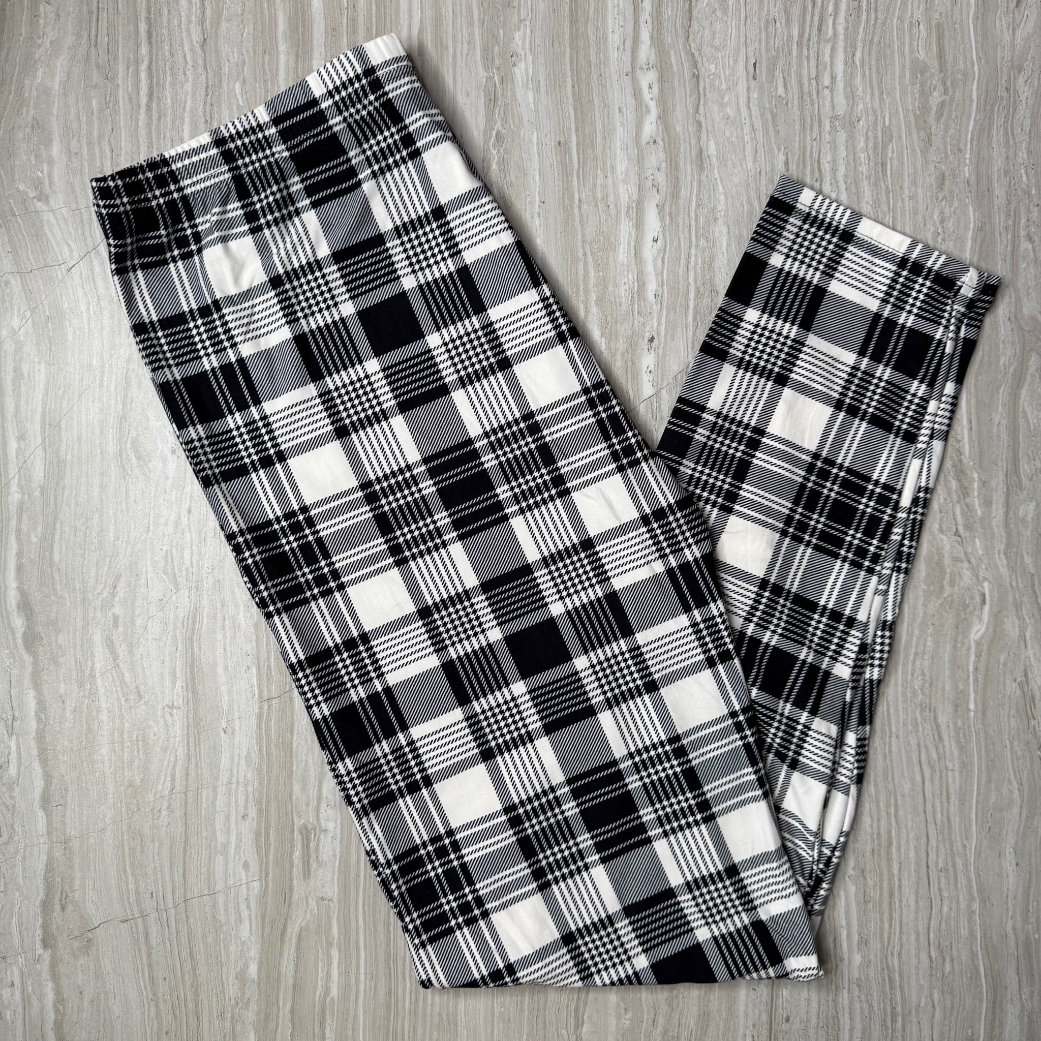 Black & White Plaid Print Leggings