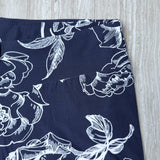 Large Rose Floral Print Navy Blue Leggings