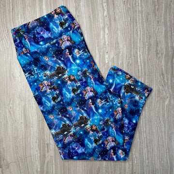 Frozen Princess Print Capri Leggings w/ Pockets