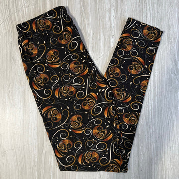 Golden Swirl Print Leggings