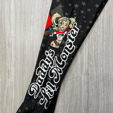 Daddy's Lil Monster Harley Quinn Themed Print Star Leggings