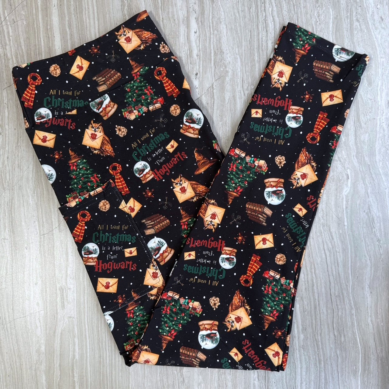 Xmas Letter Leggings w/ Pockets