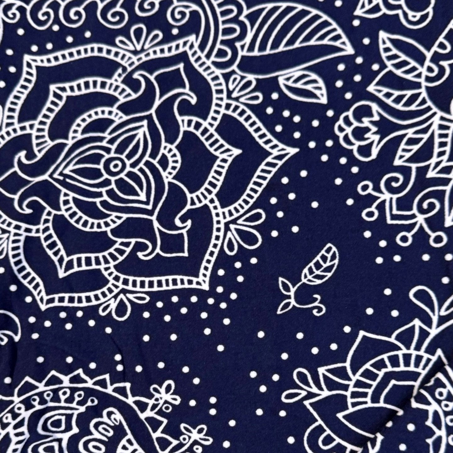 Mandala Paisley Floral Print Navy Blue Leggings