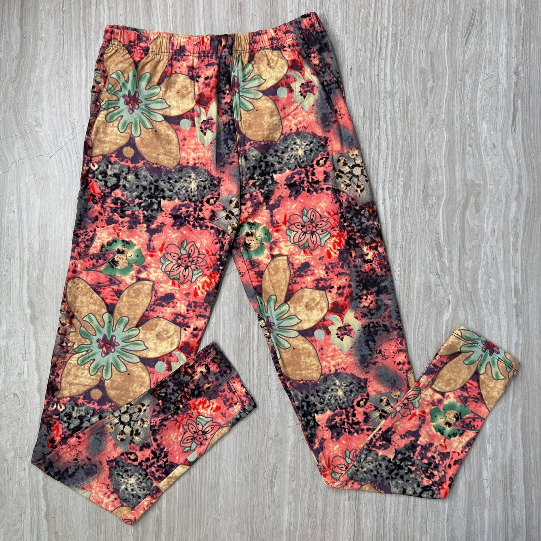 Faded Floral Print Leggings