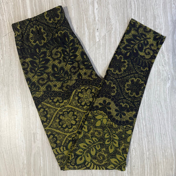 Olive Black Floral Lace Super Soft Leggings