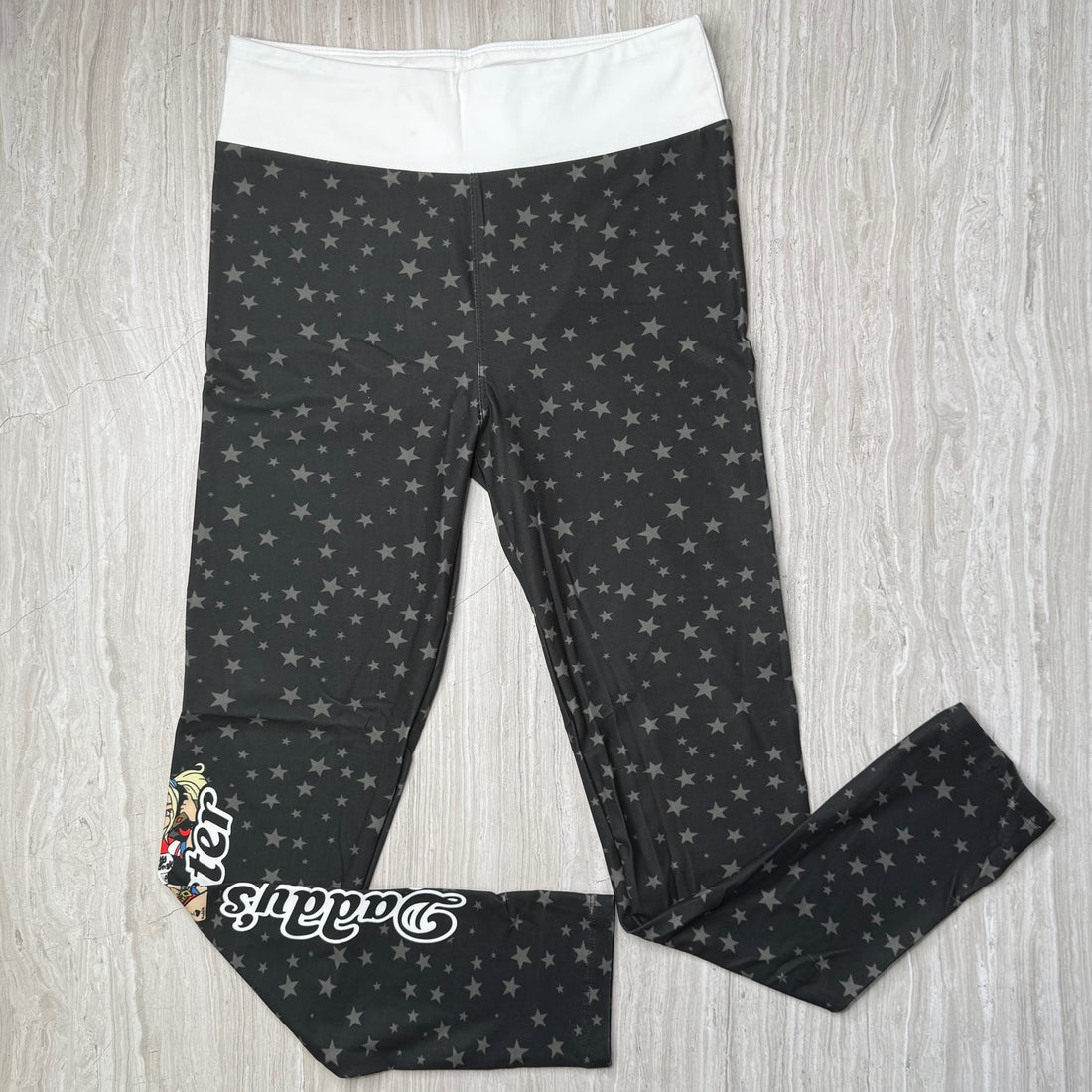 Daddy's Lil Monster Harley Quinn Themed Print Star Leggings