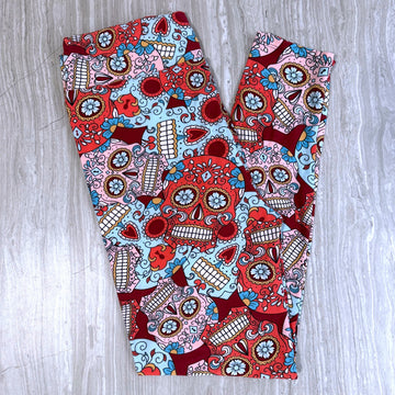 Red Sugar Skull Soft Leggings