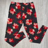 Bouquet of Roses on Plaid Houndstooth Leggings