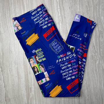 I'll Be There For You - Friends Themed Print Blue Leggings w/ Pockets