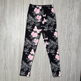 Pink Butterfly Floral Print Soft Leggings - Adult & Kids