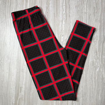 Red & Green Line Plaid Print Leggings