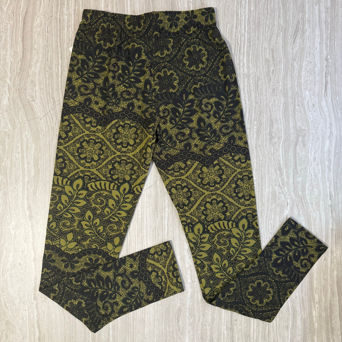 Olive Black Floral Lace Super Soft Leggings