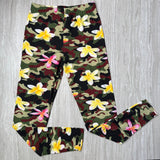 Plumeria Flower Camo Print Leggings
