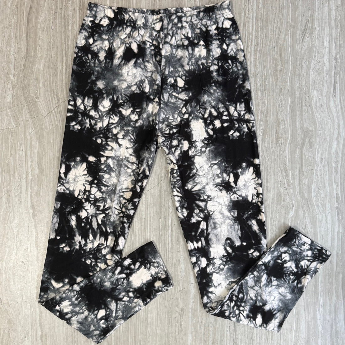 Black & White Ice Tie Dye Print Leggings