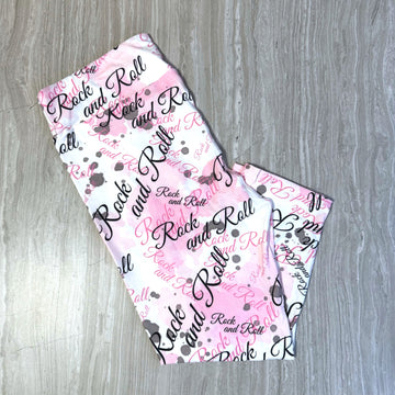 Pink Rock & Roll Print Capri Leggings