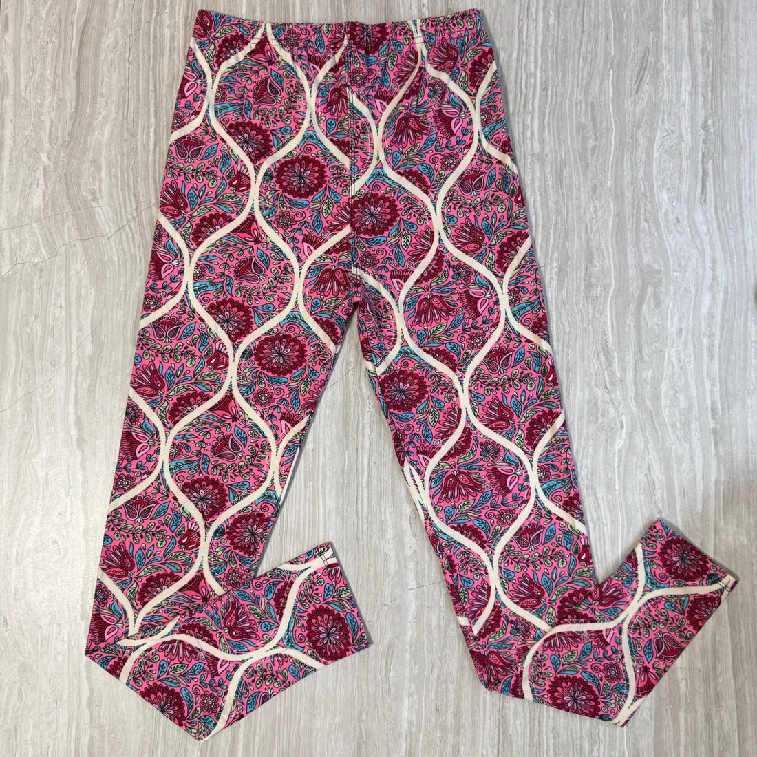 Pink Floral Paisley Ogee Print Leggings