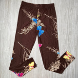 Colorful Butterfly Print Chocolate Brown Leggings - Adult & Kids Sizes - Soft Stretchy