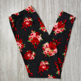 Bouquet of Roses on Plaid Houndstooth Leggings