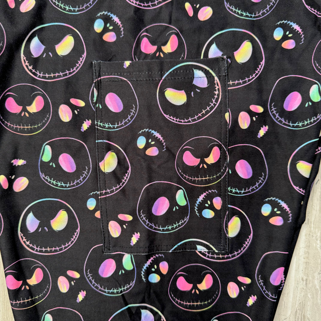 Jack Faces Print Black Leggings w/ Pockets